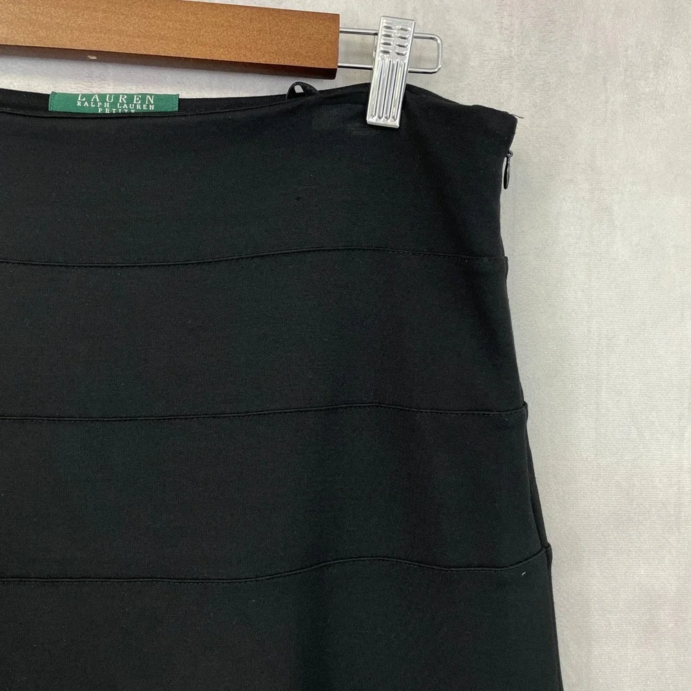 Ralph Lauren LRL Skirt Women 6P Black Tiered Stretch Flared Minimal Preppy Luxe - Picture 2 of 11